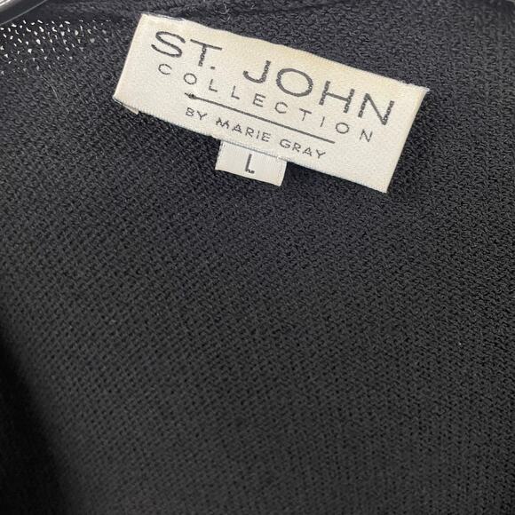 St. John Collection by Marie Gray Short Sleeve Santana Knit Cardigan Black Large - Picture 5 of 5